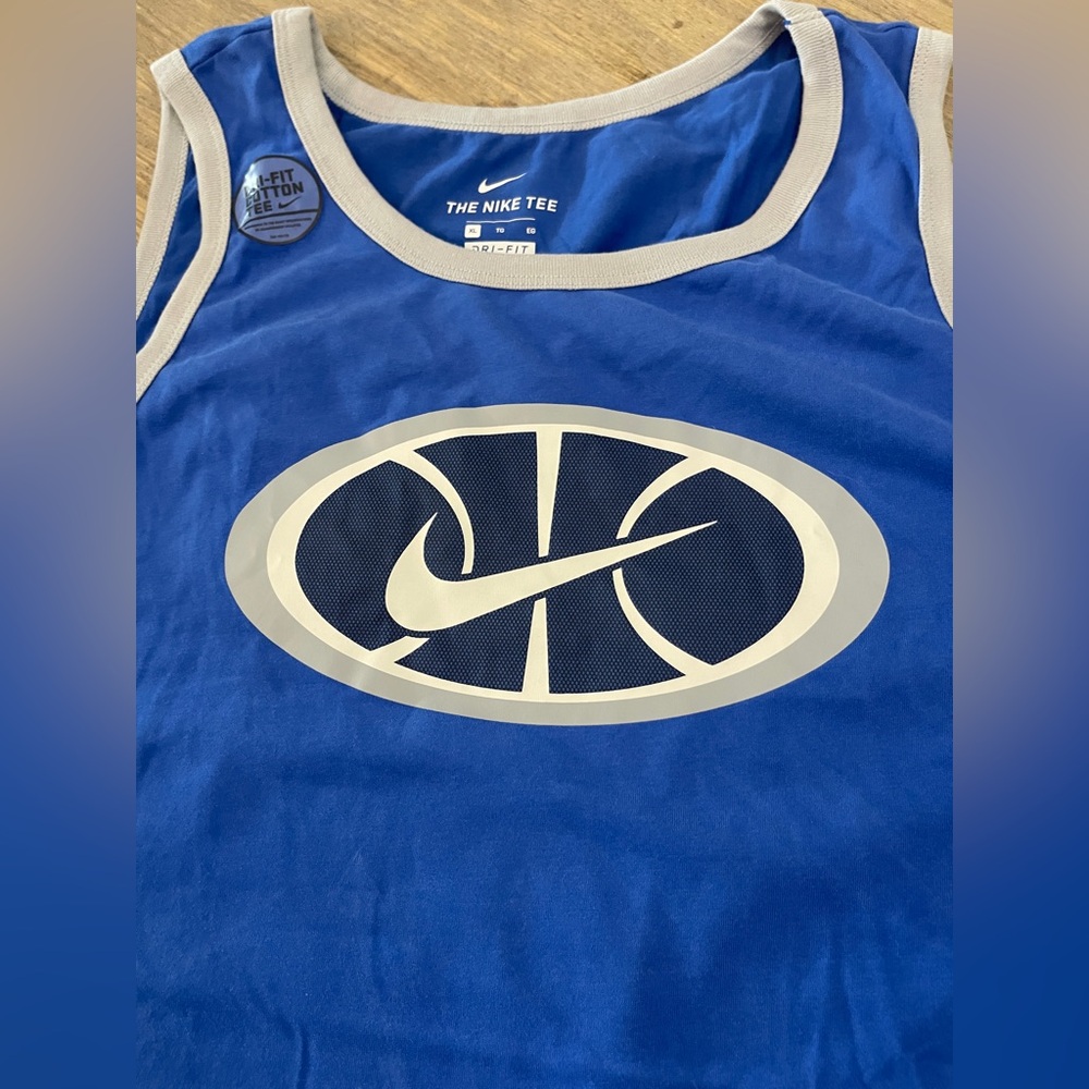 Nike Dri Cotton Basketball Tank Top, CT6119-480 Blue/Grey, Men’s Size XL - Picture 8 of 8